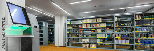 Library interior with modern technology