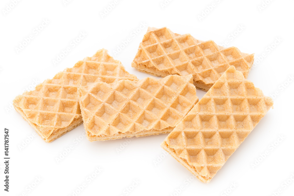 Waffle with crem isolated on white background. Waffle with crem isolated on white background.