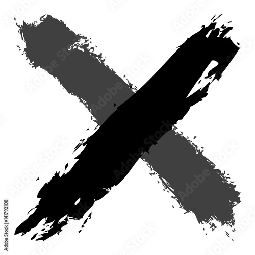 Grayscale criss cross brushstroke delete sign