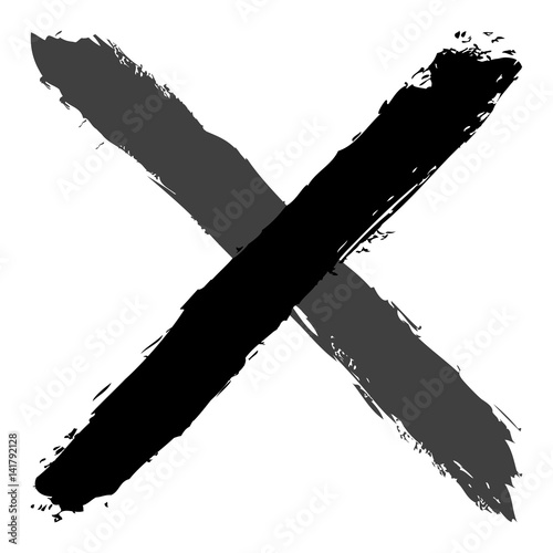 Grayscale criss cross brushstroke delete sign