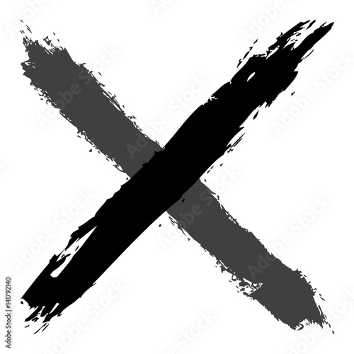 Grayscale criss cross brushstroke delete sign