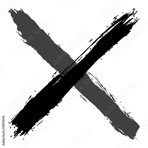 Grayscale criss cross brushstroke delete sign