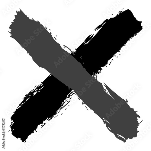 Grayscale criss cross brushstroke delete sign