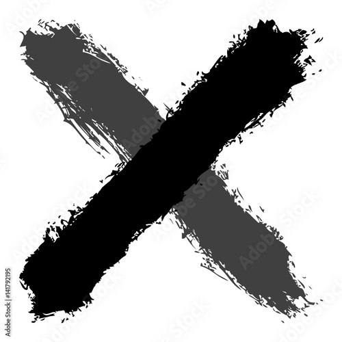 Grayscale criss cross brushstroke delete sign