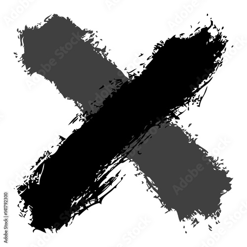 Grayscale criss cross brushstroke delete sign