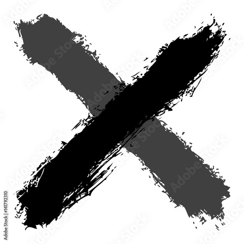 Grayscale criss cross brushstroke delete sign