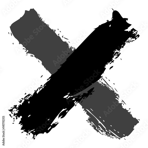 Grayscale criss cross brushstroke delete sign