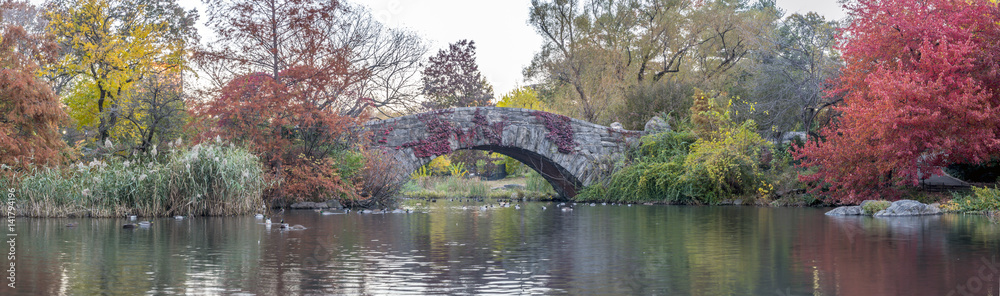 Gapstow bridge Central Park, New York City autumn