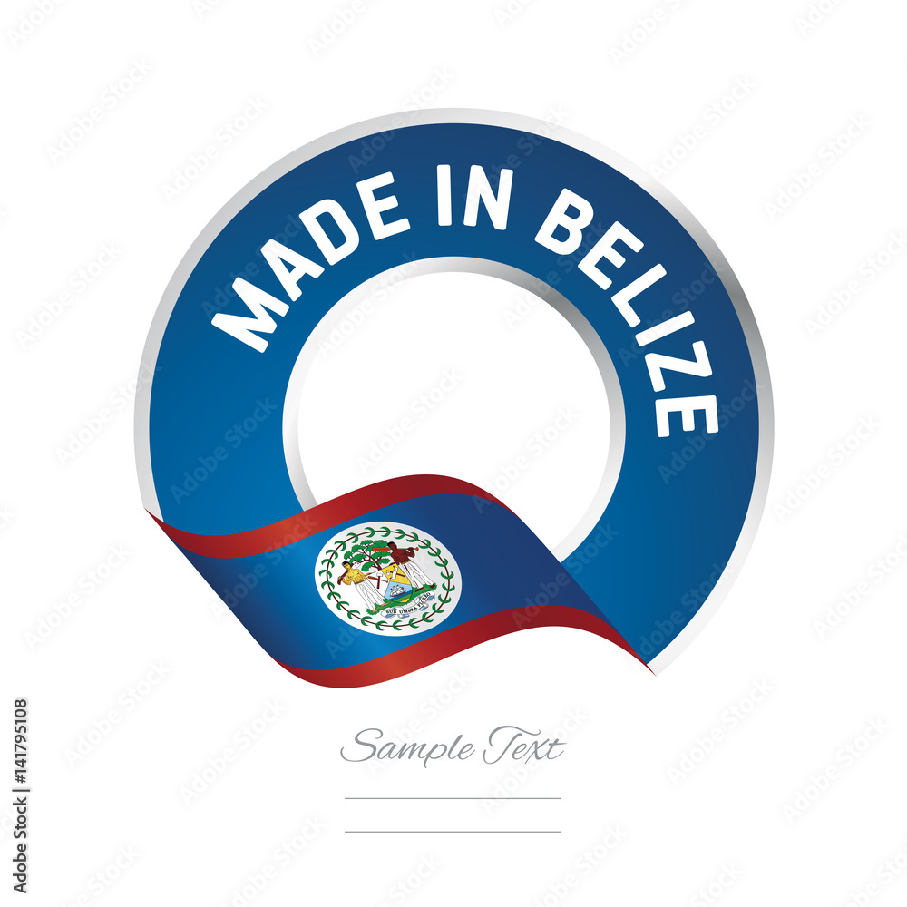 Fototapeta premium Made in Belize flag blue color label logo icon