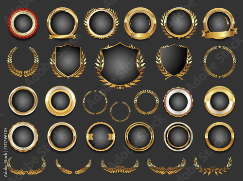 Sale retro vintage golden badges and labels