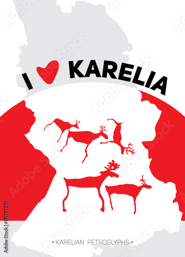 Welcome to Karelia banner. Vector Illustration for posters, prints of t-shirt and for design your projects. photo