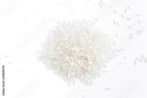 Hill rice grains on a white background, close-up