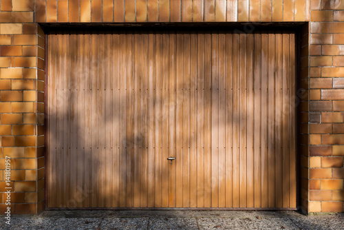 Closed brown garage door