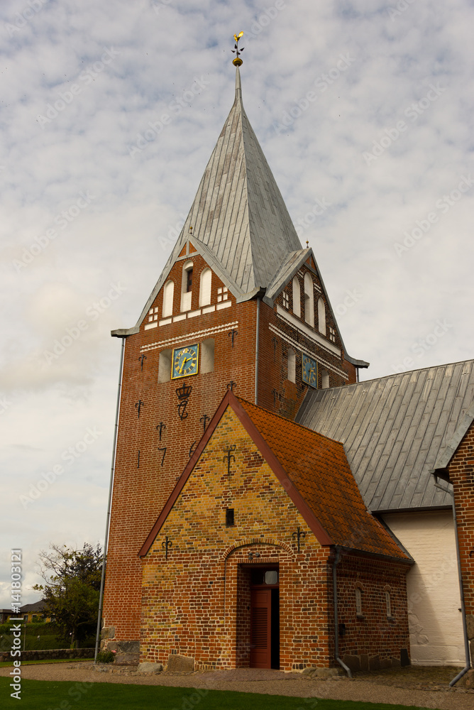 medieval brick church in rural denmark