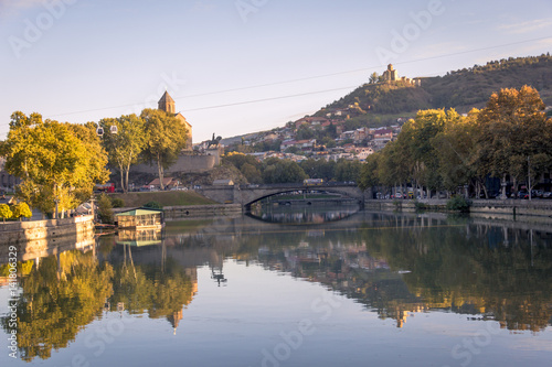 View of the old Tbilisi Metekhi and the fortress narkika from the bridge of the world