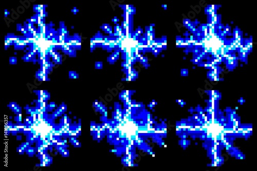 Pixel Art Video Game Electrical Discharge Animation Frames