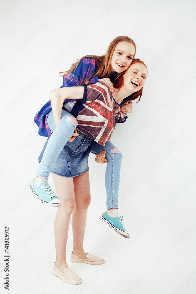 lifestyle people concept: two pretty stylish modern hipster teen girl having fun together, happy smiling making selfie lifestyle people concept: two pretty stylish modern hipster teen girl having fun together, happy smiling making selfie