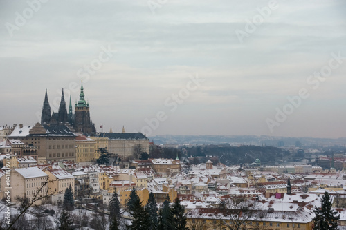 View of Prague and its Castle under the snow in winter © SunGod