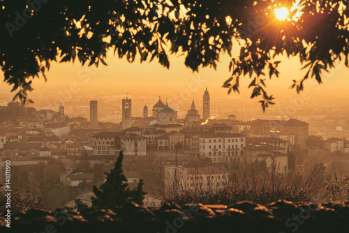Sunrise in CittÃ  Alta, Bergamo, Bergamo province, Lombardy district, Italy, Europe.