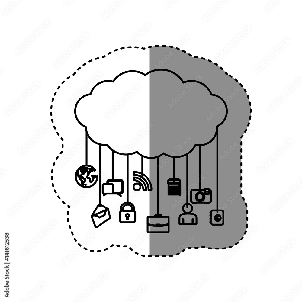 Plakat figure cloud data services apps, vector illustration design