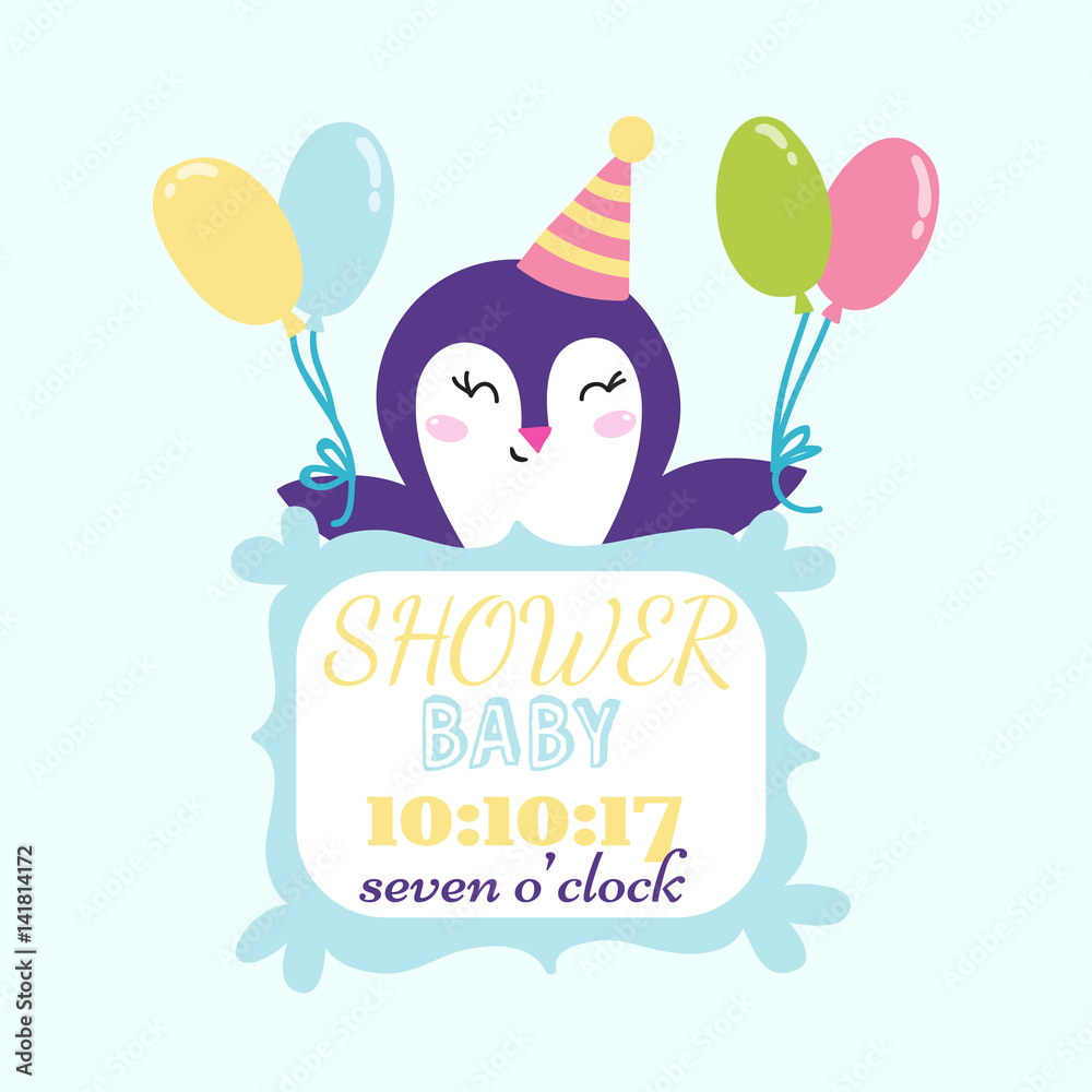 Baby shower badge happy mothers day insignias penguin sticker stamp ...