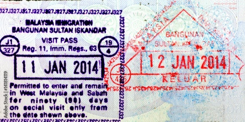 Sultan Iskandar Customs, Malaysia, Singapore, Passport Stamps