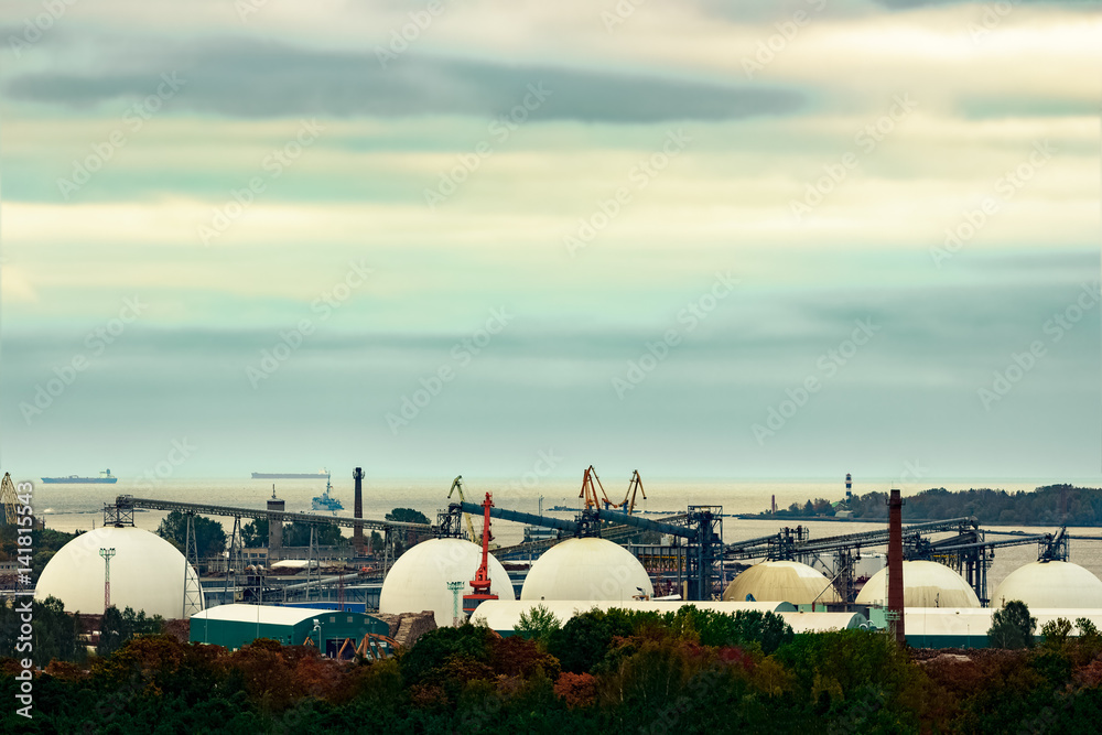 Fuel terminal in Riga, Latvia. Large oil tanks Fuel terminal in Riga, Latvia. Large oil tanks
