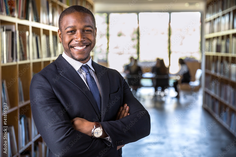 Successful black male business corporate leader portrait at office ...