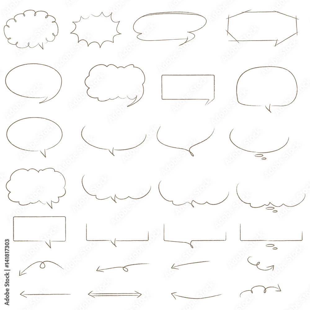 Obraz premium やさしい線画 吹き出しと矢印