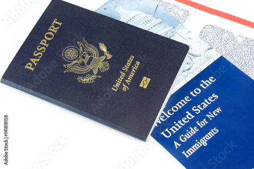 USA passport and immigration welcome letter