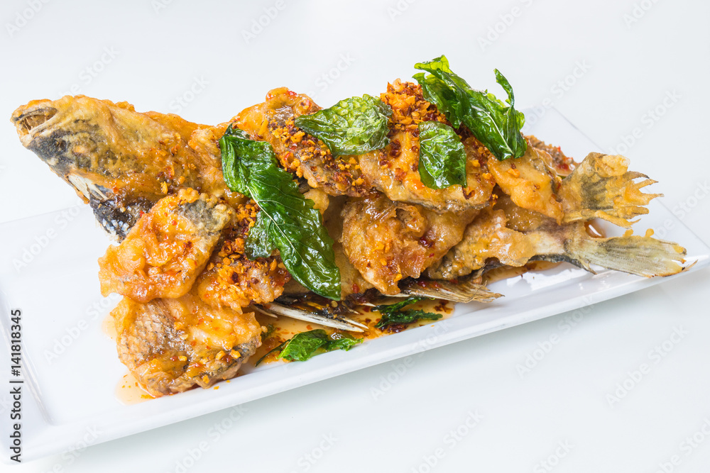 Fried fish with spicy sauce Fried fish with spicy sauce