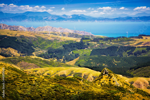 Location  New Zealand  capital city Wellington. View from the SkyLine track and Mount KayKay