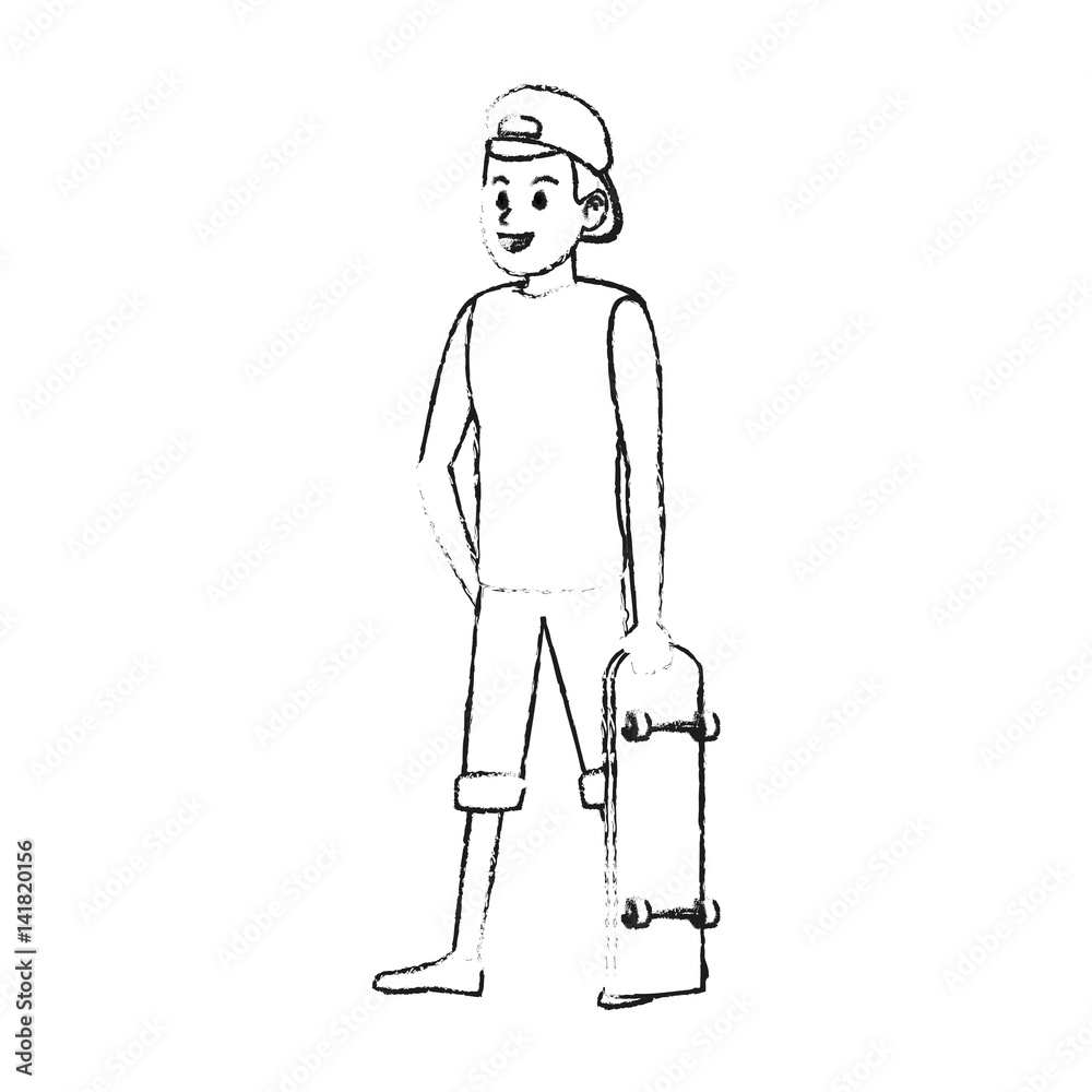 happy young man with skateboard icon image vector illustration design happy young man with skateboard icon image vector illustration design