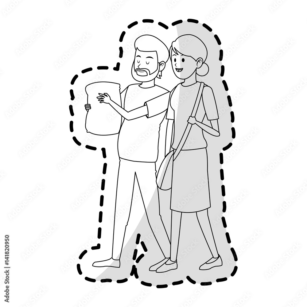 Fototapeta premium man and woman friends icon image vector illustration design 