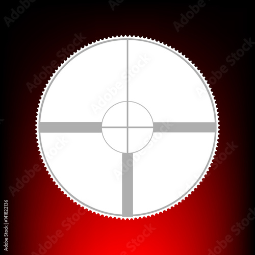 Sight sign illustration. Postage stamp or old photo style on red-black gradient background.