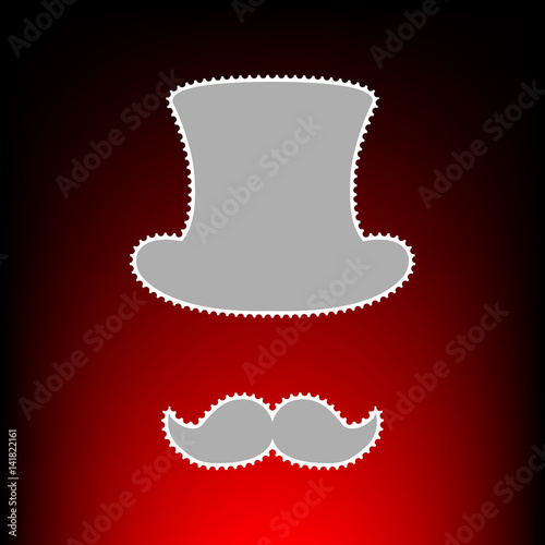 Hipster accessories design. Postage stamp or old photo style on red-black gradient background.