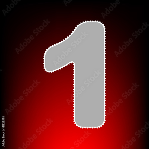 Number 1 sign design template element. Postage stamp or old photo style on red-black gradient background.