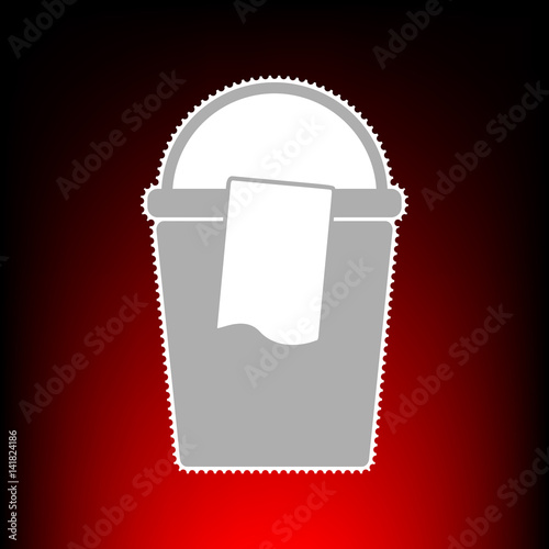 Bucket and a rag sign. Postage stam or old photo style on red-black gradient background.
