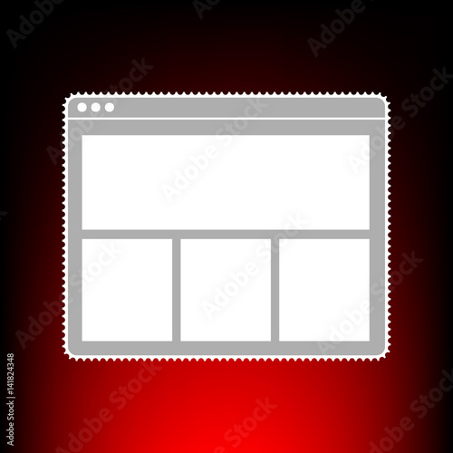 Web window sign. Postage stamp or old photo style on red-black gradient background.