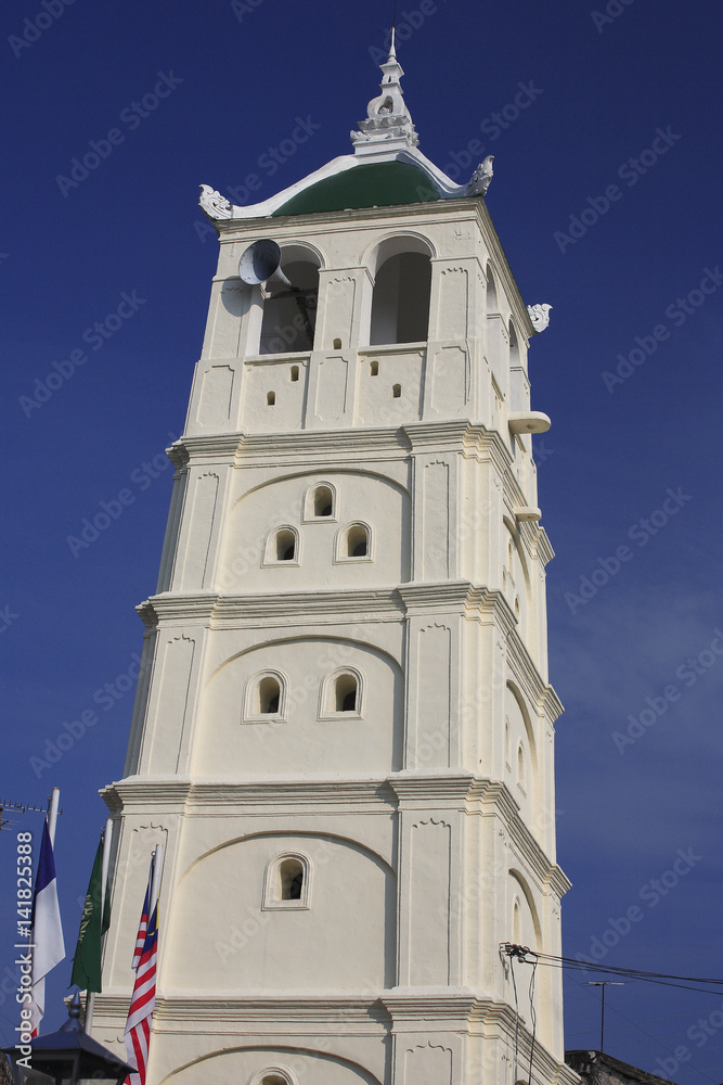 Minaret de la Mosquée kampung Kling  / Malaisie /  Site classé UNESCO