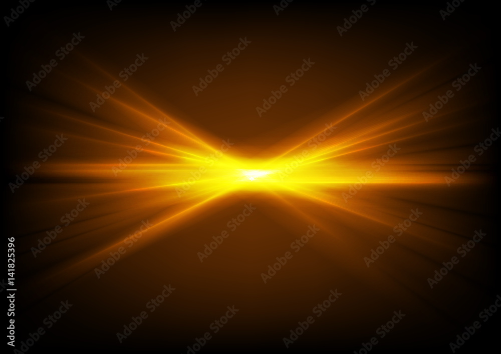 Bright shiny orange glowing laser beams