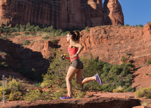 Woman Trail Running Outside