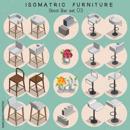 Isometric stool bar furniture set