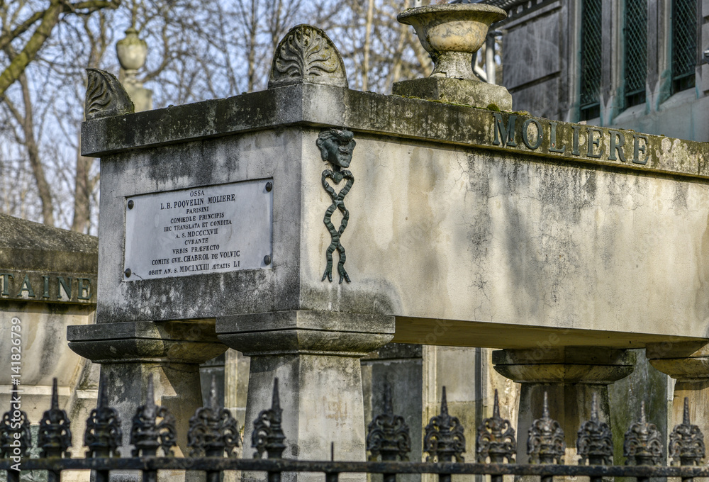 Tombeau de Molière / Cimetière du Père Lachaise / Paris foto de Stock