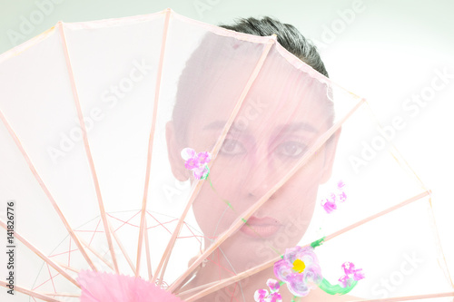 Woman with umbrella..