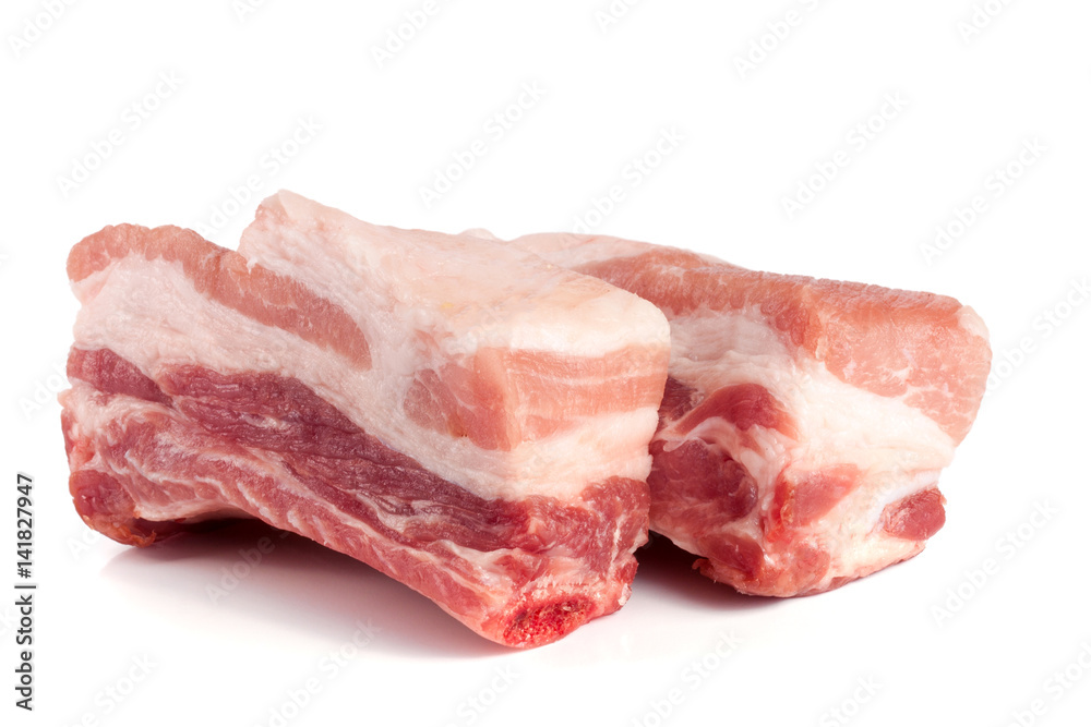 pieces of pork isolated on white background pieces of pork isolated on white background