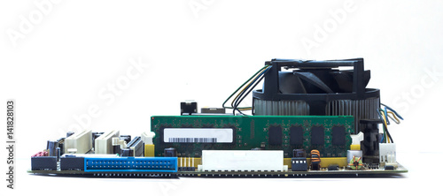 Computer motherboard isolated. Technology