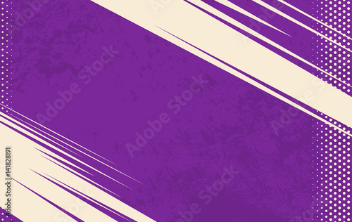 Vector Comic Book Background. Grunge halftone background. Violet striped backdrop