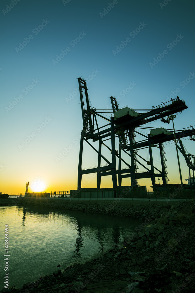 Fototapeta premium Container terminal in the evening