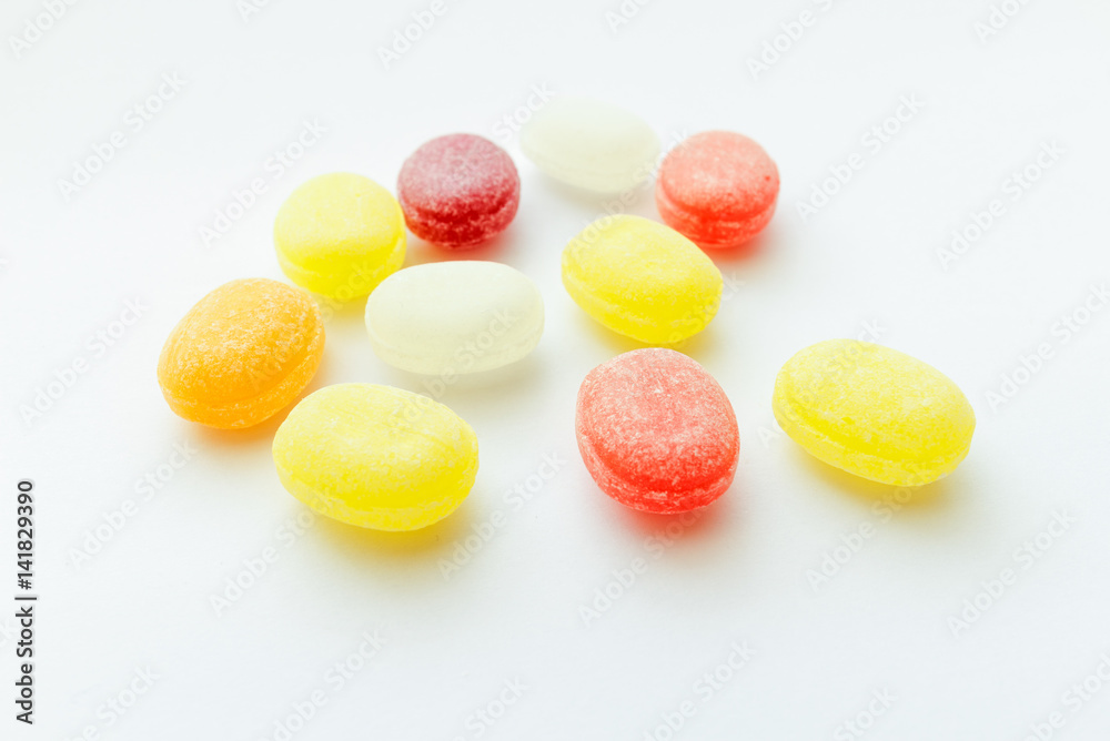 Close-up colorful hard candies isolated Close-up colorful hard candies isolated